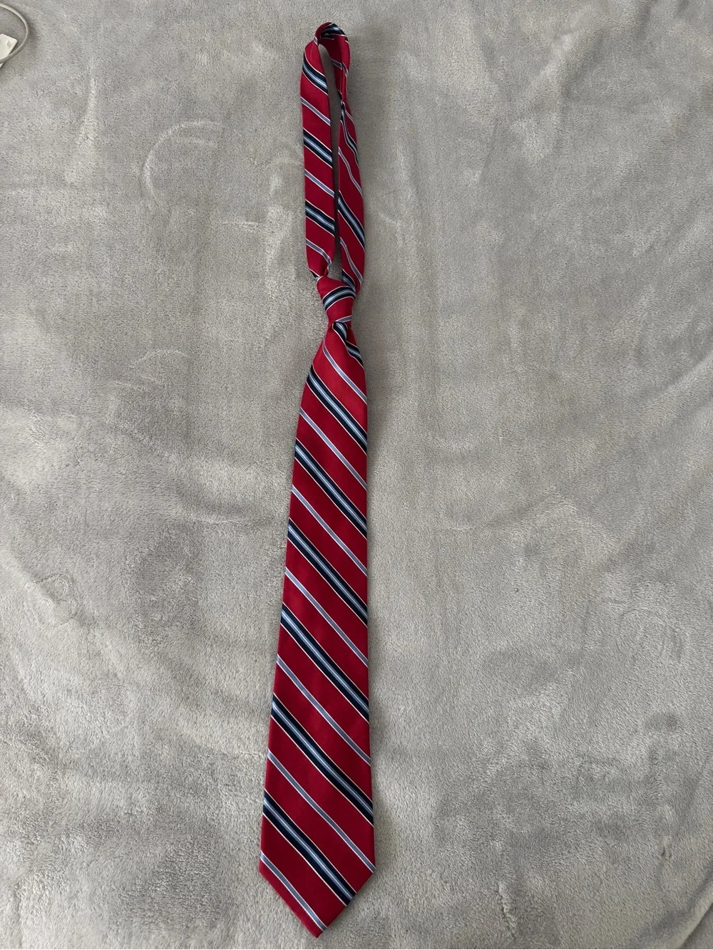 Nautica Red Striped Men's Tie with Navy and White Accents